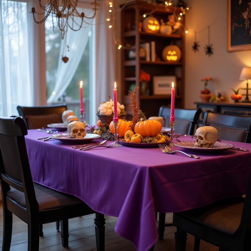 sancua Rectangle Tablecloth - 54 x 108 Inch - Stain and Wrinkle Resistant Washable Polyester Table Cloth, Decorative Fabric Table Cover for Dining Tables, Buffet Parties and Camping, Purple - Image 2